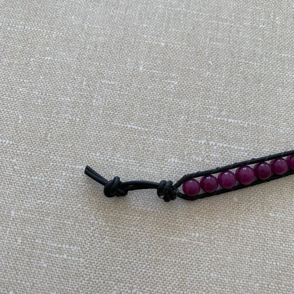 🌷3 for$25🌷Handmade Genuine Purple Quartzite & Leather Button Closure Bracelet - Picture 9 of 9